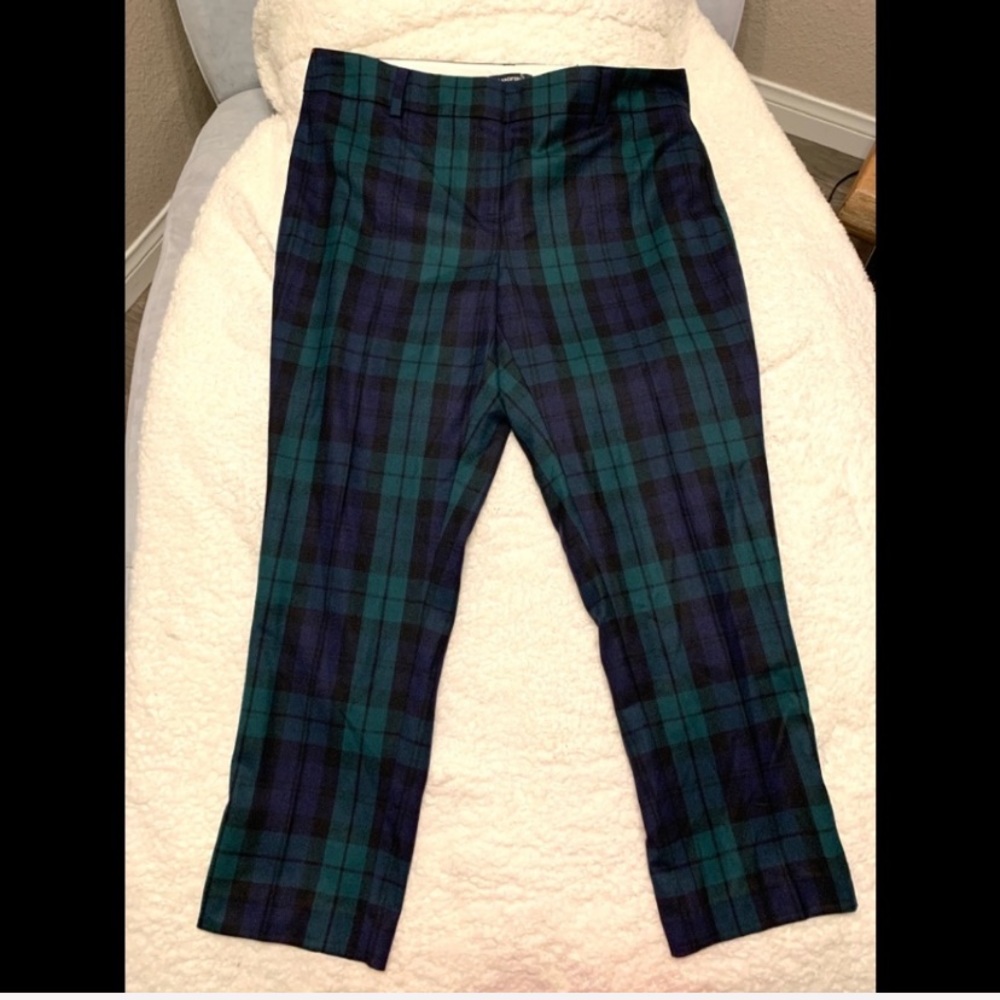 Land’s End Suit Plaid Pants Slim Leg Navy Green 18 - Picture 10 of 15